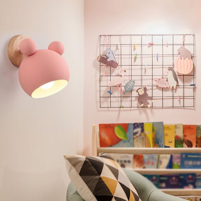 Nordic Metall Wall Light 6 "breite Makkaronwandleuchten mit Holz für Wohnzimmer