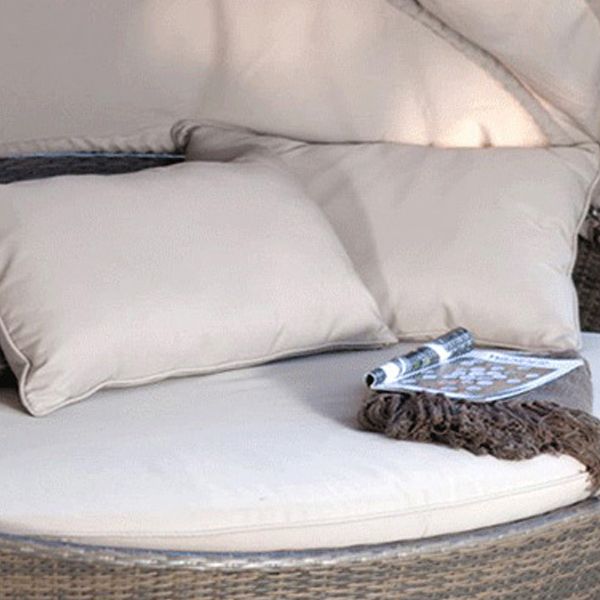 Round Cushion Patio Daybed Water Resistant Outdoor Sofa with Canopy