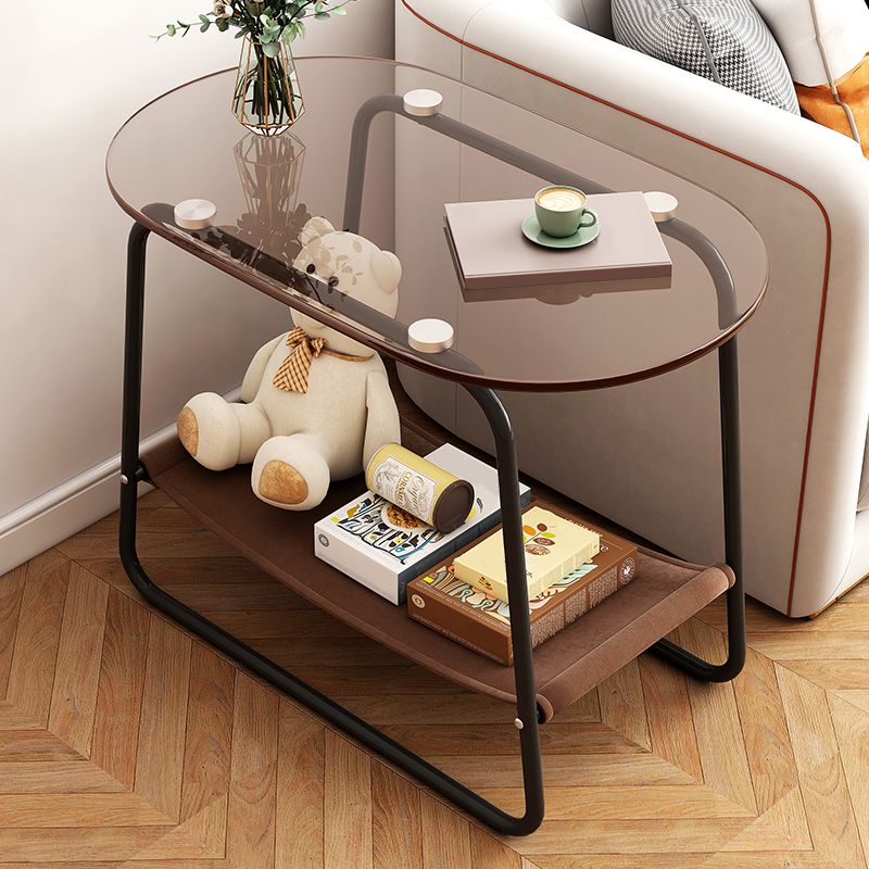 Modernistic Storage End Slide Table for Living Room with Metal Base