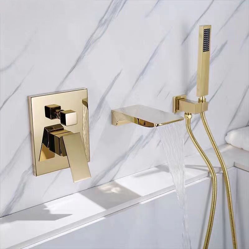 Modern Brass Faucet Swivel 1-Handle and 4-Hole Wall Mounted Tub Spout Trim