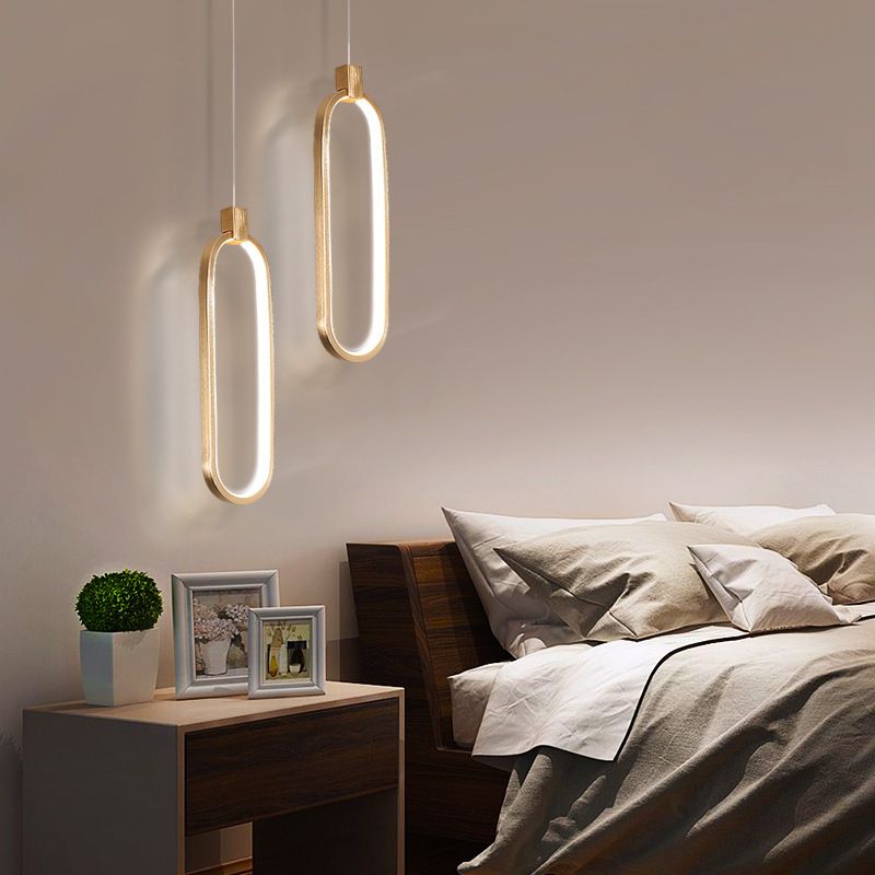 Gold LED Bedroom Hanging Pendant Light Metal Single Head Small Ceiling Pendant Light