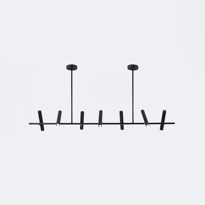 Black metalen tracklamp eenvoudige stijl multi-head lineaire restaurant eilandverlichting armaturen