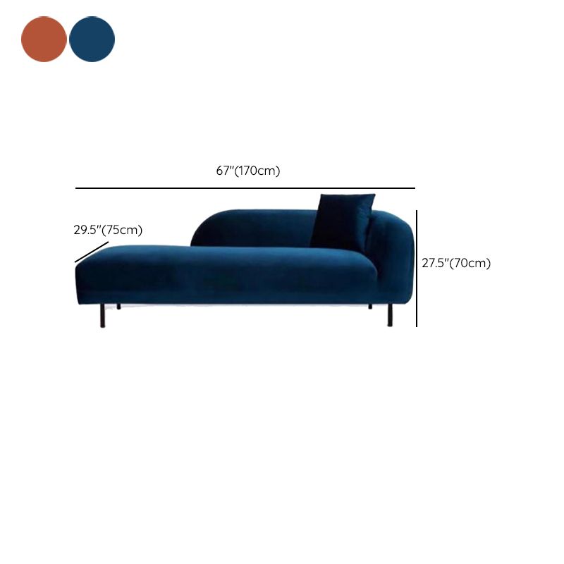 Modern Living Room Velvet Chaise Upholstered Chaise Lounge with Wooden Base