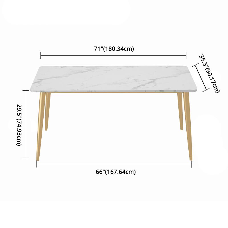 Scandinavian Sintered Stone Dining Table Set with Rectangle Table and Gold Legs Home Dining Set