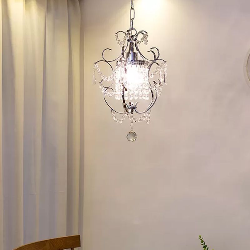 Ciondolo a sospensione zucca Crystal Nordic Crystal 1 Testa/Luce del soffitto appeso cromata per il corridoio