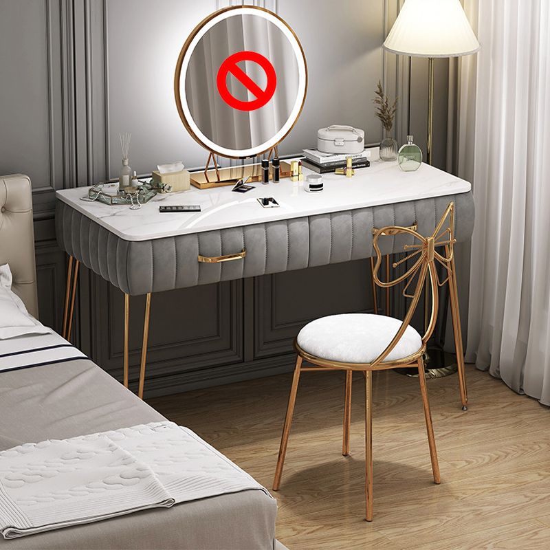 Metal Dressing Table with 2 Storage Drawers Stone Top Make-up Vanity