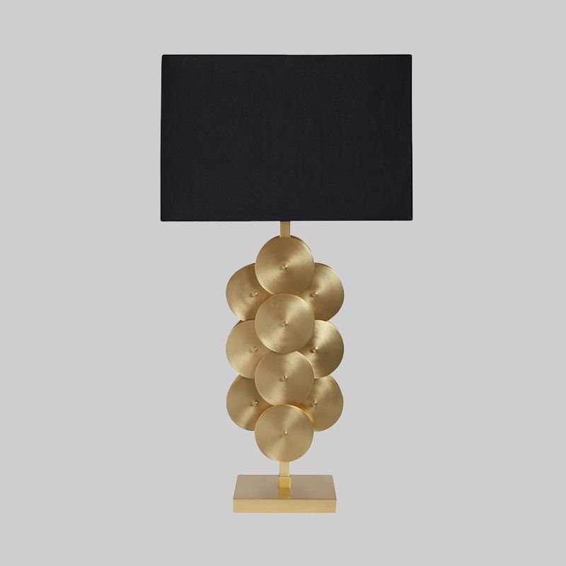 1 Bulb Rectangle Nightstand Lamp Contemporary Fabric Reading Book Light in Black