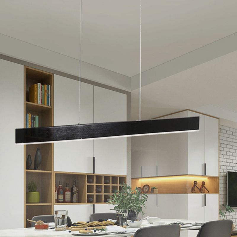 1 Light Rectangle Island Lights Contemporary Metal Island Lighting in Black