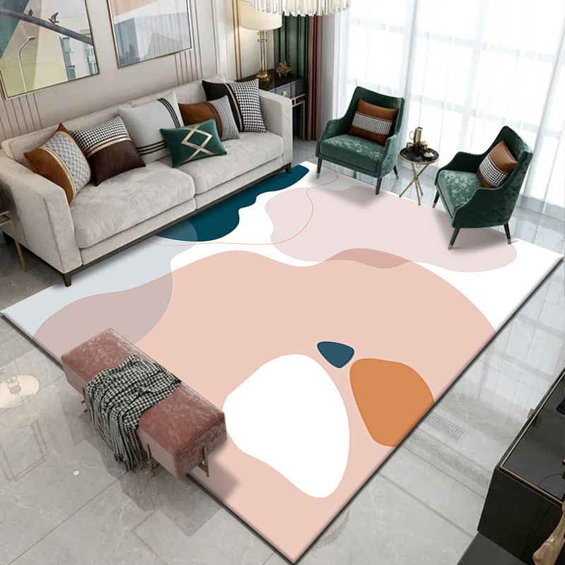 Orange Nordic Rug Polyester Modern Area Rug Non-Slip Backing Rug for Home Decor