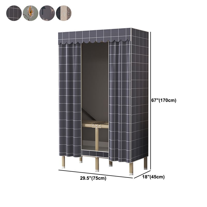 Contemporary Style Metal Wardrobe Cloth Rod Included Wardrobe Closet