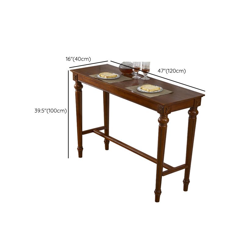 Modern Style Rectangle Bar Table Brown Solid Wood Fixed Bar Wine Table for Home