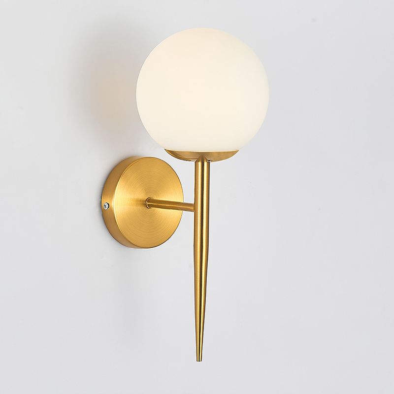 Glass Shaded Bath Vanity Lighting Modernism Metal Golden Light for Bathroom