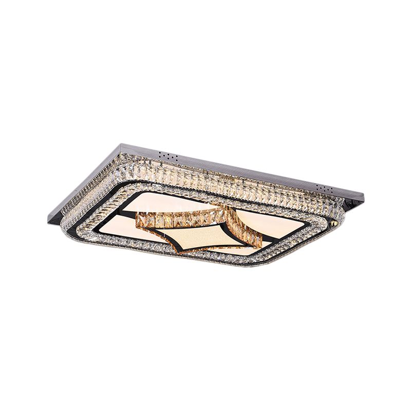 LED Rechthoekige Flushmount Verlichting Modern Roestvrij-staal Clear Cut Crystal Blocks Ceiling Fixture