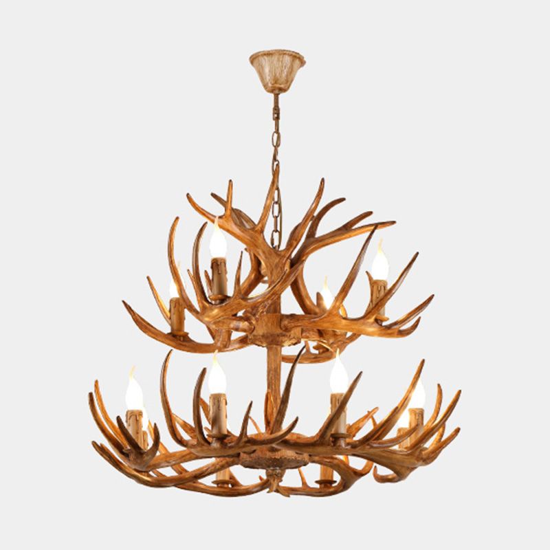Resin Chandelier Lighting Fixture Deer Antler Traditional Chandelier Lighting for Restaurant