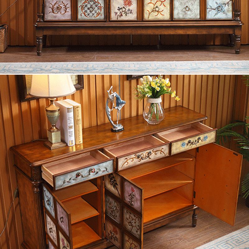 Industrial Storage Cabinet with Solid Wood Drawers and Doors