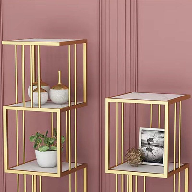 Open Vertical Etagere Bookshelf Industrial Iron Frame Manufactured Wood Shelf Bookshelf