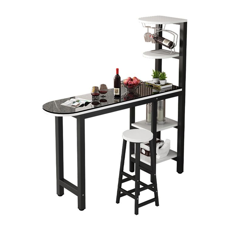 Metal Frame Contemporary Pub Table Matte Finish Manufactured Wood Bar Table