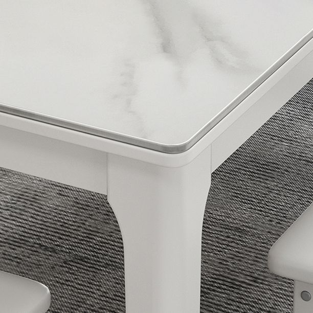 Rechthoekige eettafel uit het midden van de eeuw Vaste tafel van witte gesinterde steen