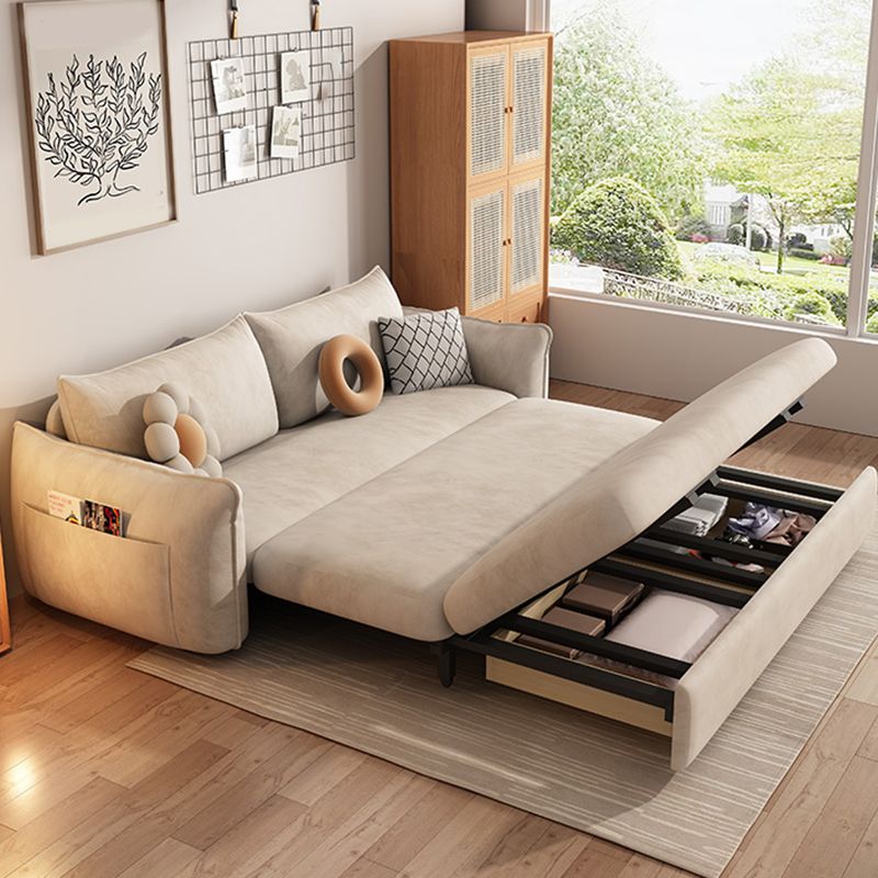 Scandinavian Futon Sleeper Sofa Bed White Convertible Sofa for Living Room