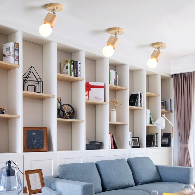 Luz de techo de montaje de semi rascilaje de madera creativa para el porche del pasillo