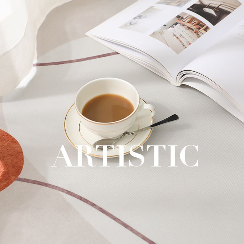 Simplicity Abstract Print Carpet Apricot Tone Polyester Rug Stain Resistant Carpet for Home Decor