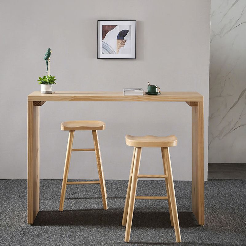 Modern Bar Table Set 1/2/3 Pieces Rectangle Bar Table with Wooden High Stools for Kitchen