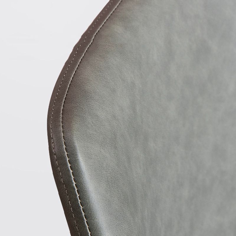 Industrial Leather Dining Chairs Solid Back Arm Side Chairs for Kitchen