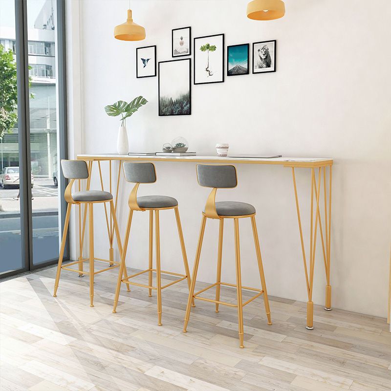 Modern Bar-height Table with White Stone Top 41.3-inch Height Table
