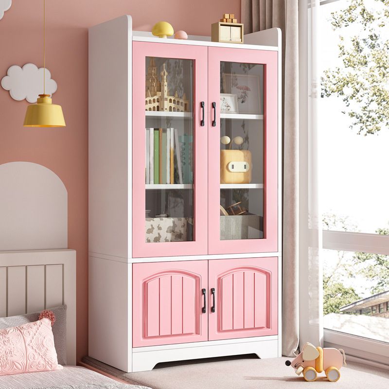 Modern Style Bookcase Wood Closed Back Standard Bookshelf with Door for Home Office