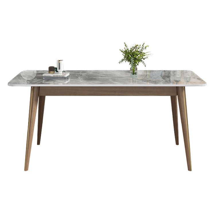 Modern Style Sintered Stone Dining Table 4 Legs Rectangular Table in Grey