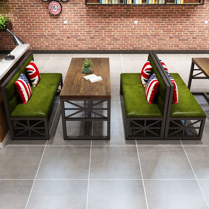 Industrial Solid Wood Dining Table Brown Rectangle Table with Black Frame for Dinning Room