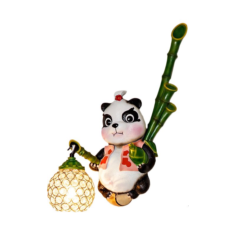 Dome Shade Wall Mount Light Loft Style Clear Crystal 1 Bulb Hallway Wall Lighting with Panda Backplate in Black/Red/Yellow