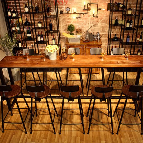 Industrial 1/2/6/11 Pieces Bar Stool and Table Set Rectangle Wood Counter Height Set