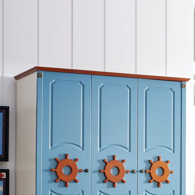 Coastal Wardrobe with Hinged Door Manufactured Wood Matte Finish Cabinet