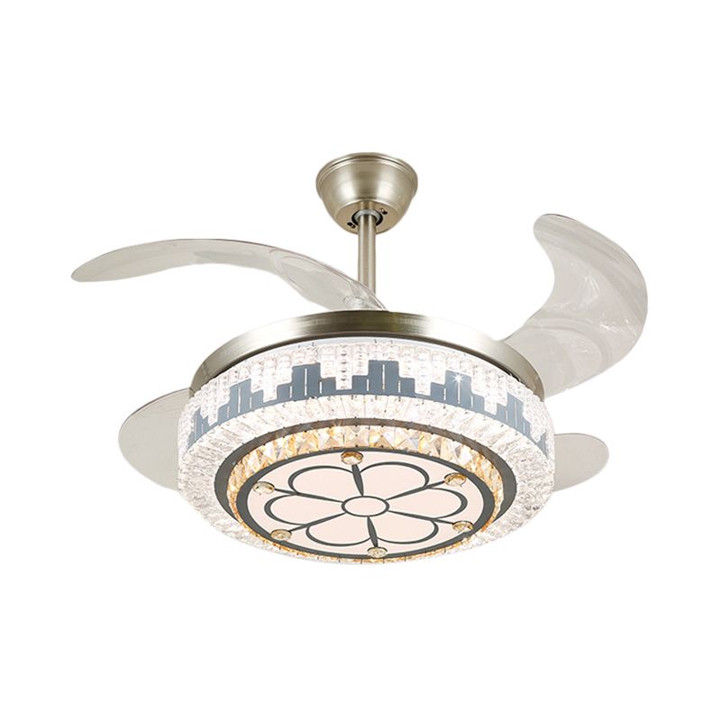 Geschichtete Esszimmer Hängende Lüfterleuchte leichte kristall 19 "breite LED Moderne Semi -Flush Deckenlampe, 4 Klingen