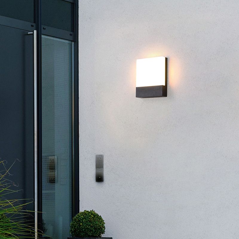 Modern LED Wall Lamp Square Waterproof Wall Mount Lamp with Acrylic Shade for Garden