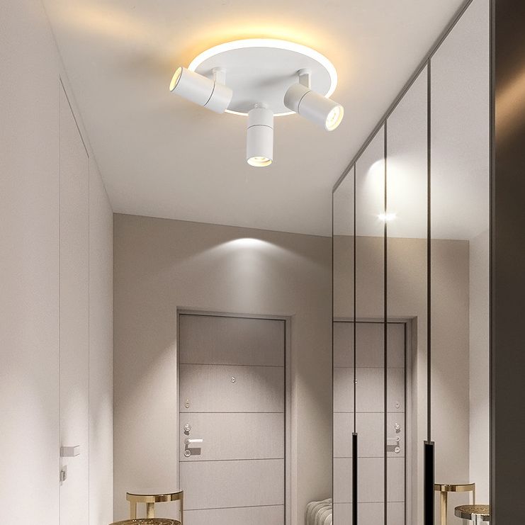 Modern 3-Light LED Flush Mount Lighting Track Light White Spotlight Round Light for Bedroom or Balcony