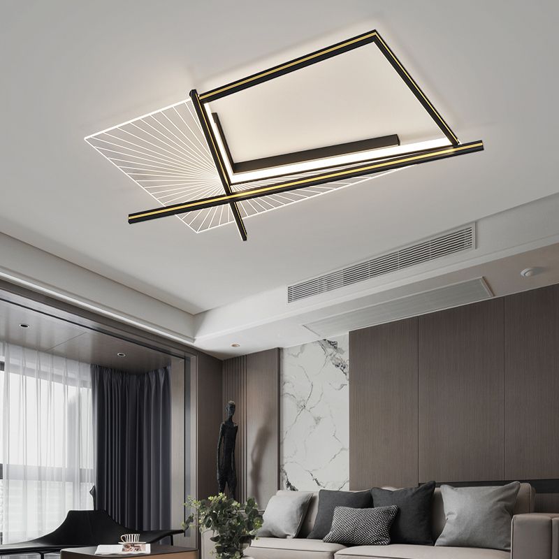 Minimalisme Aluminium LED Ceiling Mounted Light Squared 1-Light Flush Light for Living Room