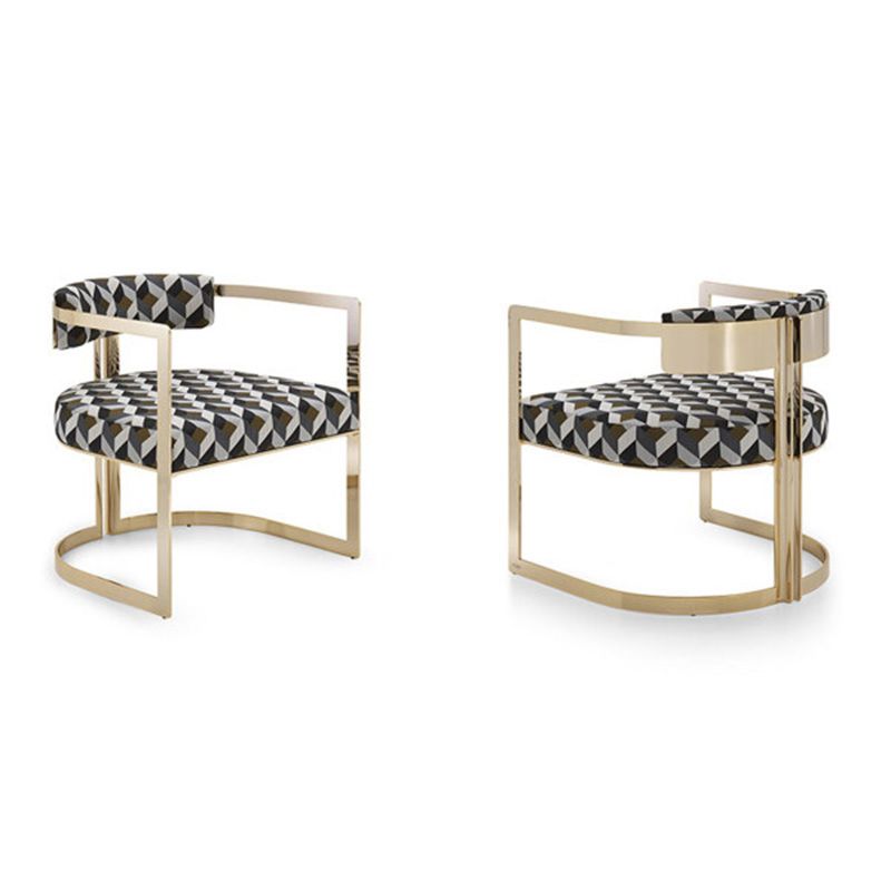 Upholstered Arm Chair Modern Style Dining Chair with Metal Legs