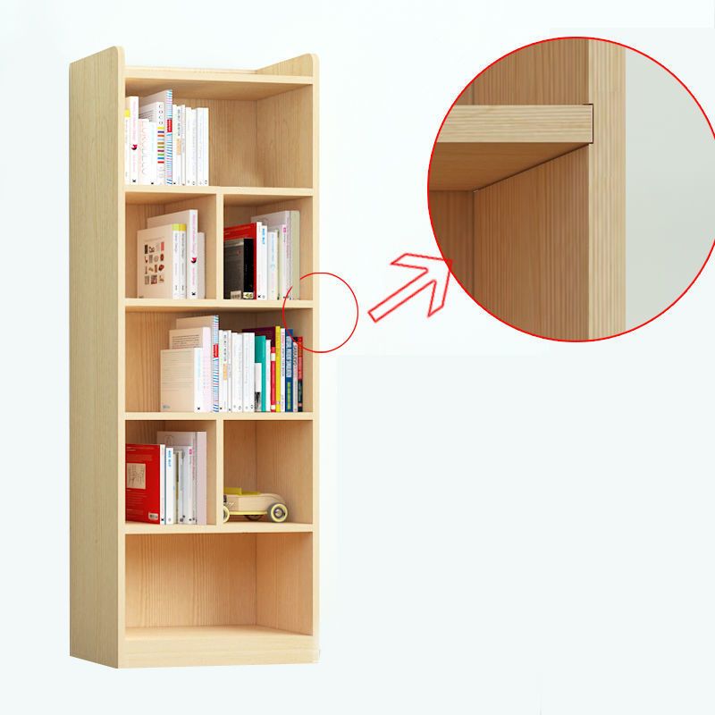 Contemporary Wooden Vertical Book Shelf Closed Back Brown Shelf Bookcase for Study Room