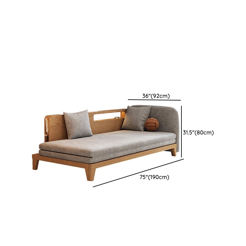 Solid Wood Removable Scandinavian Sleeper Sofa Bed in Grey Finish