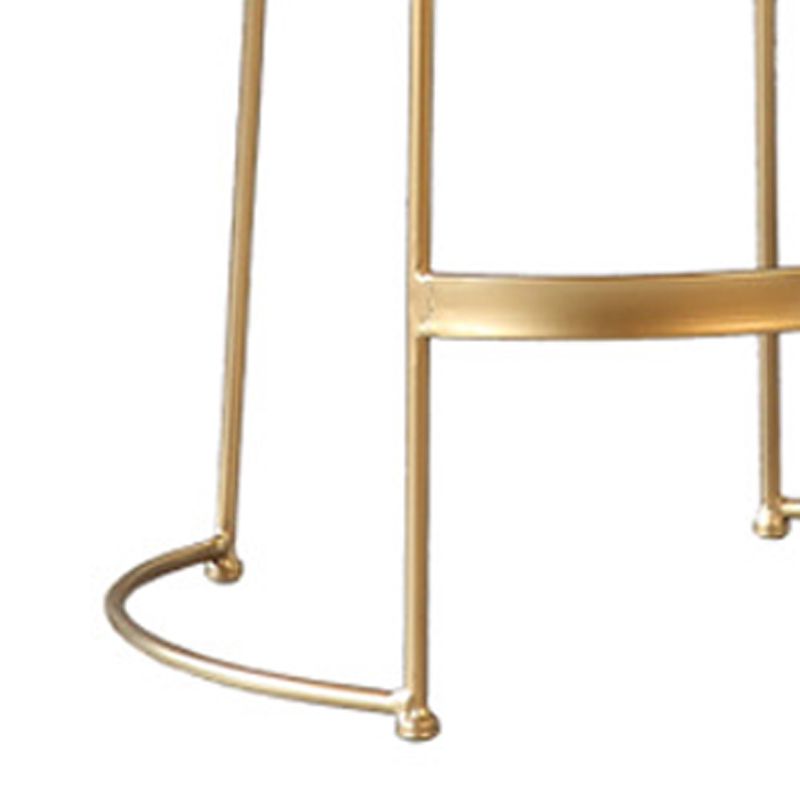 Modern Faux Leather Counter Stool Round Backless Bar Stool with Footrest