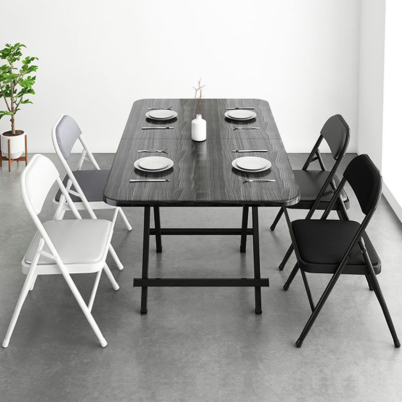 Metal and Wood Table Mid-Century Modern Style Folding Dining Table