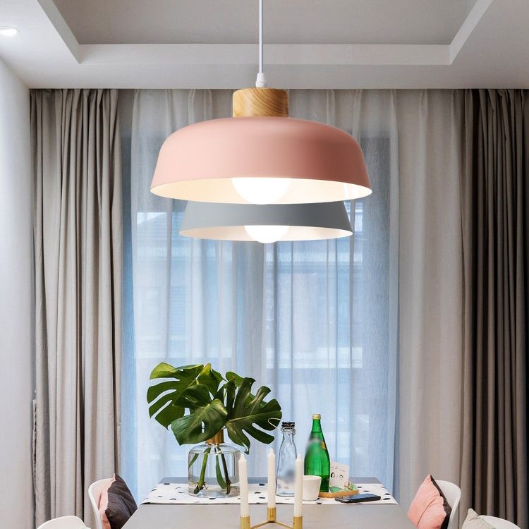 Bowl Shape Hanging Lighting Modern Style Metal 1 Light Hanging Lamp for Bedroom