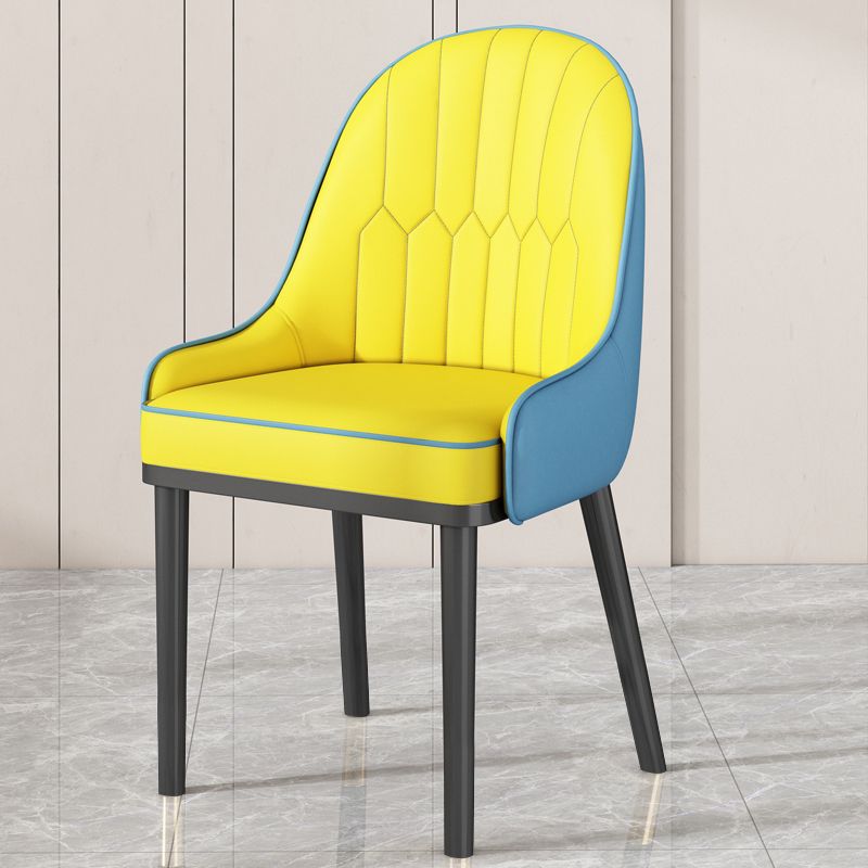 Glam Style Parsons Dining Side Chair Leather Indoor Dining Chair