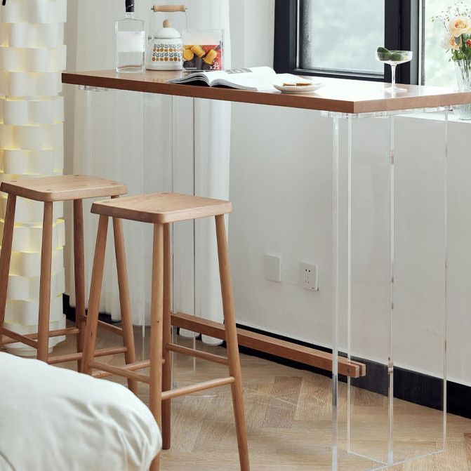 Wood and Acrylic Base Counter-height Pub Table Rectangle Pub Table