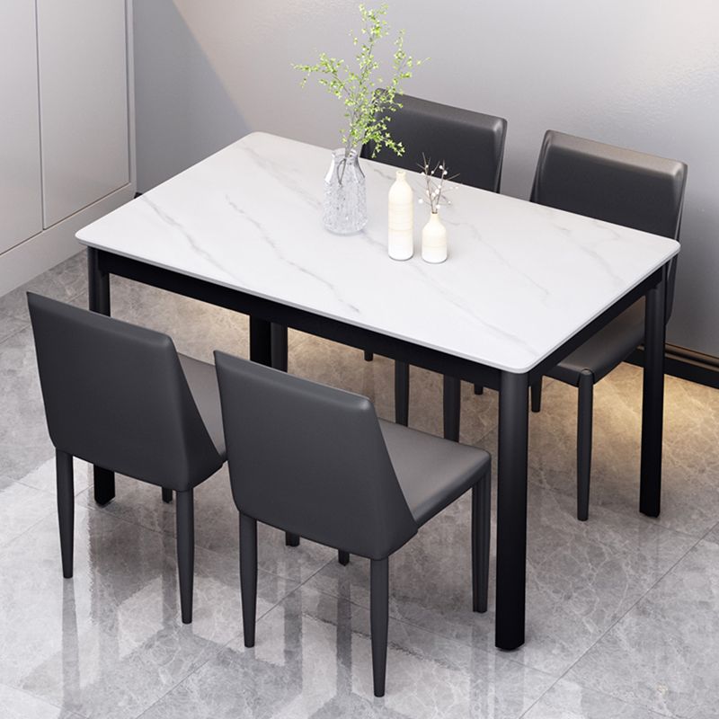 Table à manger en pierre de style industriel Table rectangle de base 4 jambes pour la maison