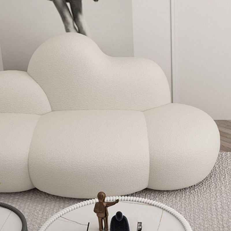 White Wool Curved Sofa Modern 37.40" High Square Arm Sofa for Apartment