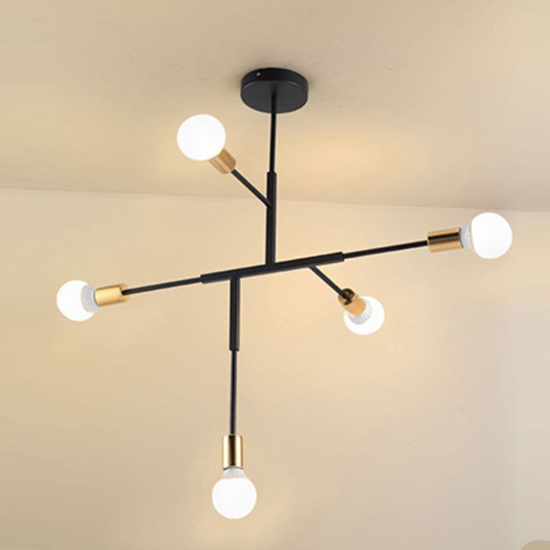 Postmoderner Stil Multi -Lampen -Kronleuchter Gold Metall Hanging Anhängerlampe für Wohnzimmer