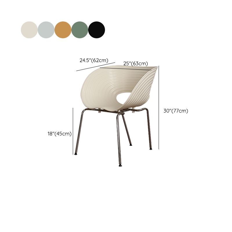 Industrial Plastic Arm Chair Metal Base Indoor Dining Chair for Home